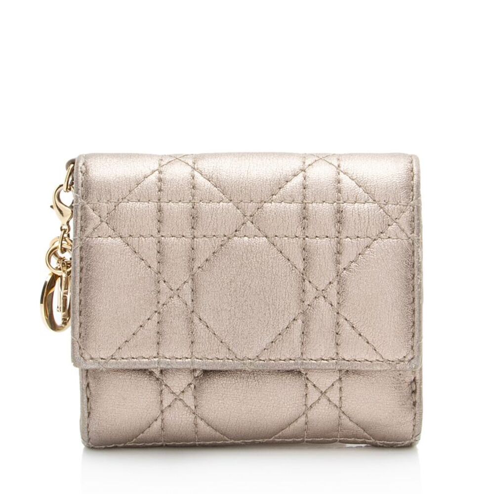 Dior Metallic Calfskin Lady Dior Lotus Wallet